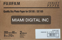 Fuji DryLab Paper for Frontier-S DX100 Printer 8x213 Roll Lustre Box of 2 Rolls 600022726