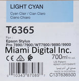 Epson T636500 Light Cyan Ultrachrome HDR Ink Cartridge: (700ml)  expiry 2023