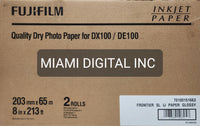 Fuji DryLab Paper for Frontier-S DX100 Printer 8x213 Roll Glossy Box of 2 Rolls 600022725