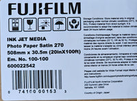 FUJIFILM 20"x100' Inkjet Photo Paper Satin 270 gsm