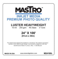 MASTRO 24"x100' Inkjet Roll Luster 255 gsm