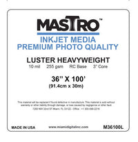 MASTRO 36"x100' Inkjet Roll Luster 255 gsm