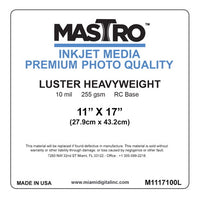 MASTRO 11x17 Cut Sheet Lustre 100 per box 255GSM