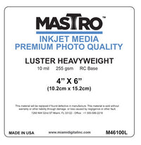 MASTRO 4x6 Cut Sheet Paper Lustre 500 per box 255 gsm