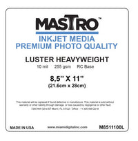 MASTRO 8.5X11 Cut Sheet Paper Lustre 500 per box 255 gsm