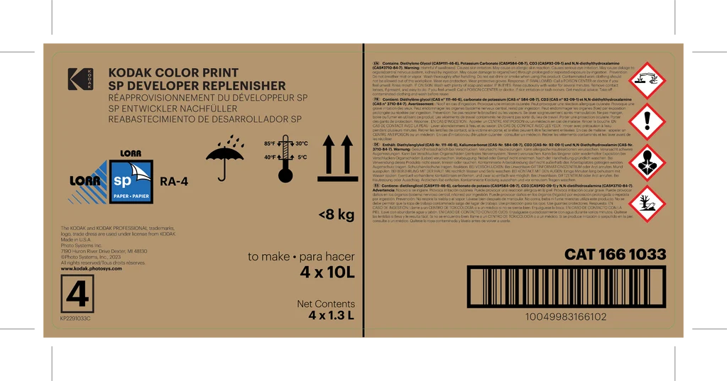 Kodak Color Print SP Developer Replenisher To Make 4 x 10L (40 Liters) 1661033