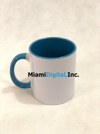 Sublimation Ceramic Mugs 11oz Grade AAA 36/Box Inner & Handle Light Blue